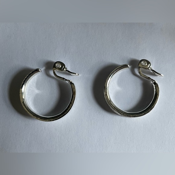 TJG Silver Toned Hoop Clip On Earrings - Picture 3 of 6